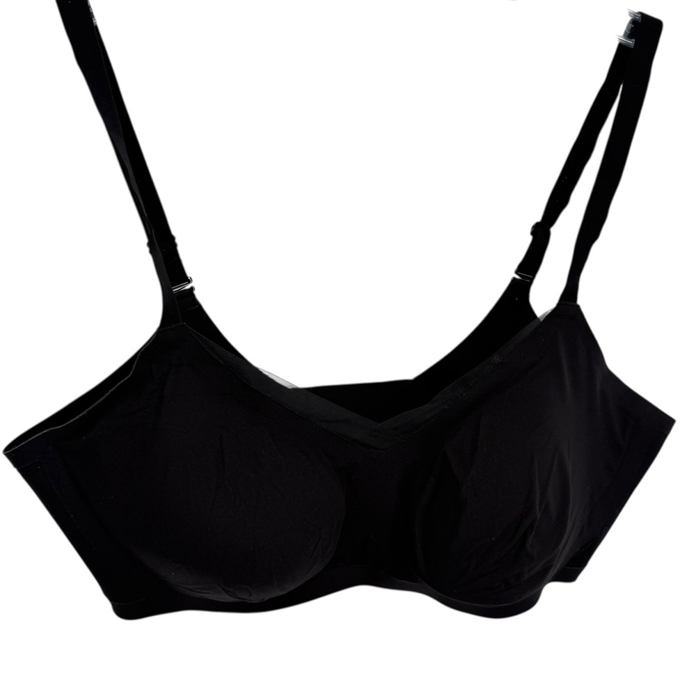 Honeylove Cross Over Bra Size XL (38 D/E) Wireless Padded Adjustable Black Nylon